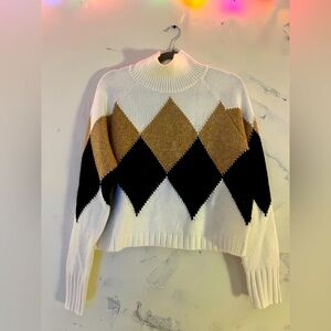 Express Diamond Pattern Neutral Turtleneck Sweater